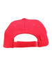 A red cap with a mesh design, featuring a back adjustment strap and ventilation holes. It has a logo on the side.