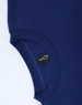 A navy blue crew fleece jumper with a round neckline and a logo tag inside the collar area.