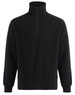A black 1/2 zip collar polar fleece jumper featuring a high neck and long sleeves, with a logo on the front.