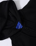 A black ladies' full-zip fleecy hoodie featuring a hood and a zipped front, with an inner label visible.