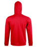 A red men's full zip contrast fleece hoodie featuring a hood and long sleeves. Includes a logo on the garment.