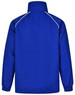 A blue adult track top jacket featuring a high collar and white piping details, with a logo on the design.
