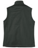 A dark green ladies' softshell hi-tech vest with a collar and no front detailing, featuring a logo.