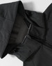 A softshell full zip hoodie in dark grey, featuring a hood and zippered closure, with a logo present.