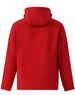 A red kids' softshell full zip hoodie with a hood, featuring a smooth fabric and casual design.