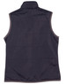 A dark navy sleeveless vest featuring a smooth finish and seam detailing. Contains a logo.