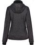 A ladies' grey bonded fleece jacket with a hood, featuring a fitted design and an included logo.