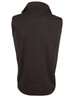 A black men's softshell contrast vest featuring a collar and a sleek design with no sleeves.