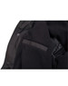 A black Long Line Stadium Jacket features a soft interior lining and an interior pocket. It has a simple design with a logo.