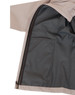 A men's waterproof performance jacket in light beige, featuring an inner lining with pockets and a zipper closure.