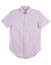 A light purple short sleeve button-up shirt with a single pocket and a logo.