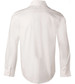 A white men's long-sleeve button-up shirt with a self-stripe design. Features a collar and button cuffs.