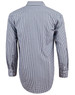 A men's long-sleeve shirt featuring a navy and white gingham check pattern, with roll-up sleeves and a logo.