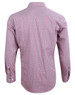 A men's long-sleeve shirt in a two-tone mini check pattern, featuring shades of red and white with a logo.