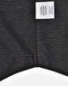 A black pin dot stretch short-sleeve shirt with a care label and a subtle pattern. Features a logo on the label.