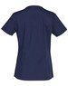 A navy women's scrub top with short sleeves and a fitted design, featuring contrast colour accents.