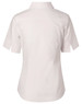 A light-coloured women's short-sleeve button-up cotton/poly stretch shirt with a simple back design.