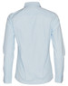 A light blue women's self-stripe long-sleeve button-up shirt with a collar and cuffed sleeves.