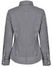 A black and white gingham check women's roll-up long sleeve button-up shirt, featuring a fitted design and collar.