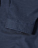 A navy blue button-up shirt featuring a pin dot pattern and 3/4 sleeves, with a folded cuff detail.