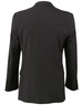 A back view of a black men's poly/viscose stretch jacket, featuring a tailored design and a single vent.