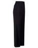 Black wool blend stretch flexi waist pants shown from the side, featuring a tailored fit and pockets.