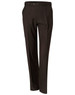 Men's polyviscose stretch pants in dark brown, featuring a tailored fit and a waistband with a button closure.