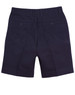 Men's chino shorts in navy blue with a classic cut and two back pockets, featuring a logo on the waistband.