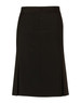 A black women's pleated skirt made from wool stretch fabric, featuring a straight cut and side zip.