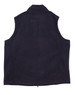 A navy blue Diamond Fleece Vest for men with a collar and no sleeves, featuring a branding logo.