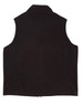 A black fleece vest for kids featuring a collar and no sleeves, with a smooth back design.