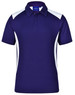 A Men's Winner Polo in dark purple with white side panels and a collar, featuring a logo on the chest.