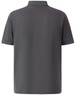 A grey men's polo shirt featuring a collar and short sleeves, with a logo on the back.