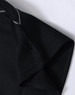 A black ladies' short-sleeve sport polo shirt with grey detailing and a collar. It features a branding logo.