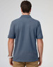 Men's cotton stretch polo in a blue hue, featuring a classic collar and short sleeves; includes a logo.