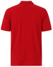 A red men's cotton stretch polo shirt with short sleeves and a collar, featuring a logo on the chest.