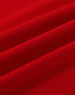 A vibrant red cotton stretch fabric with soft folds, suitable for polo shirts. Features a logo.