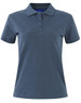 A ladies cotton stretch polo in a navy blue colour, featuring a collar and three-button placket. It has a logo.