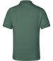 A green men's polo shirt with a classic collar and a logo on the back.