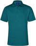 A teal polo shirt featuring a classic collar and a logo on the chest. Suitable for casual wear.