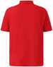 A bright red men's polo shirt with a classic collar and short sleeves, featuring a logo.