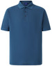 A men's polo shirt in a vibrant shade of blue, featuring a collar and a logo.