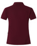 A maroon polo shirt for ladies featuring a classic collar and short sleeves. It has a branding logo on the side.
