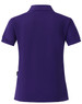 A purple ladies' polo shirt featuring a collared neckline and short sleeves, with a brand logo at the hem.