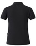 A grey ladies' polo shirt with a classic collar and short sleeves, featuring a branding logo.