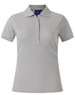 A light beige ladies' polo shirt with a collar and short sleeves, featuring a small logo.