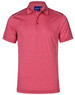 Men's short sleeve polo in a vibrant red colour, featuring a logo and contrasting trim details.