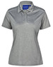 A ladies' short sleeve polo shirt in grey with a collar and logo. Features a sleek, athletic design.