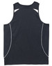 A black men's singlet featuring white accents and a logo, designed for casual wear.