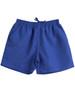 A pair of adult microfibre shorts in a vibrant blue colour, featuring an elastic waistband and side pockets.